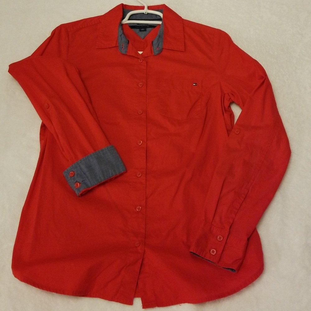 Red Tommy Hilfiger Button Down